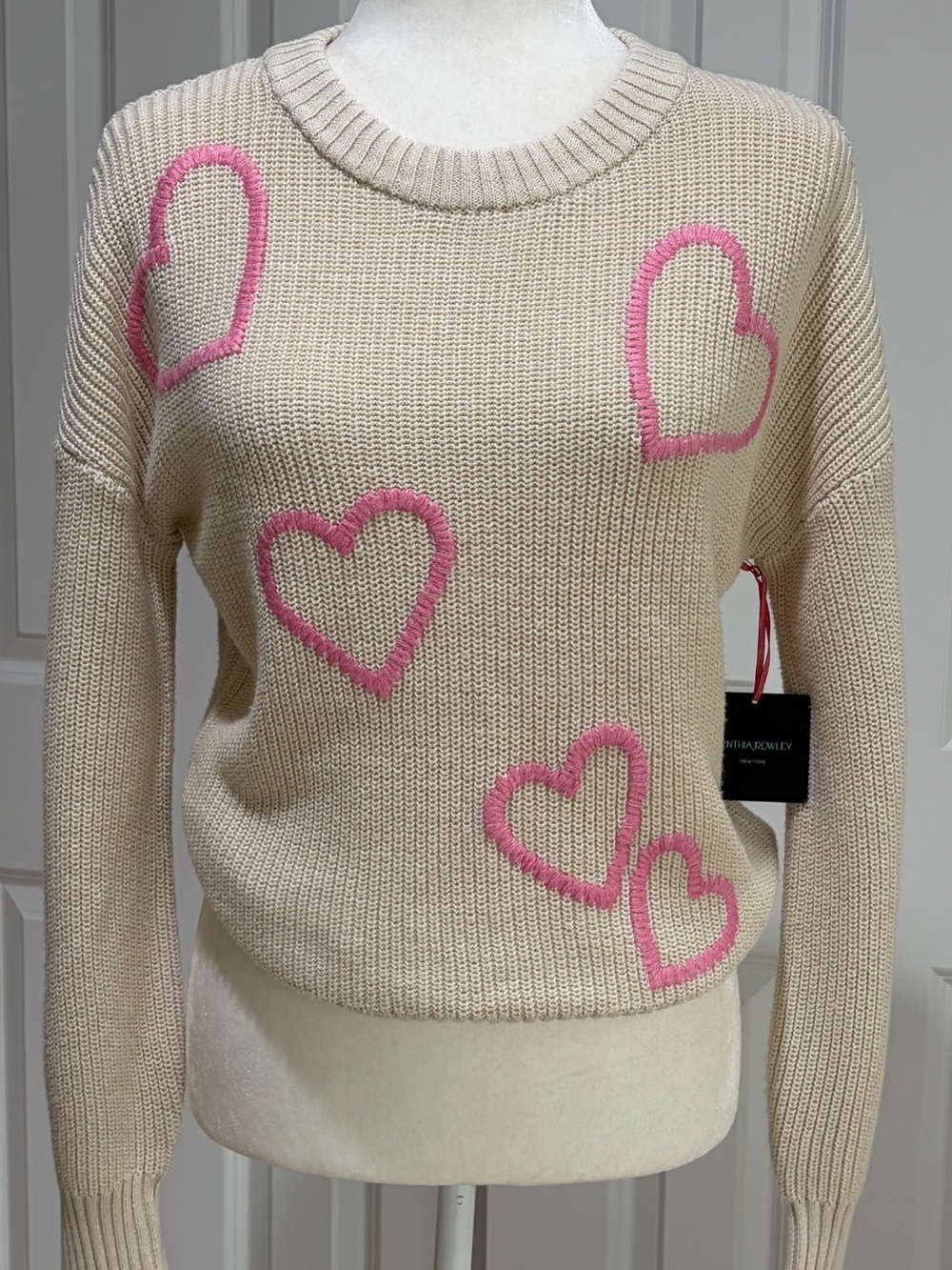 Cynthia Rowley Cream/Pink Sweater Size S